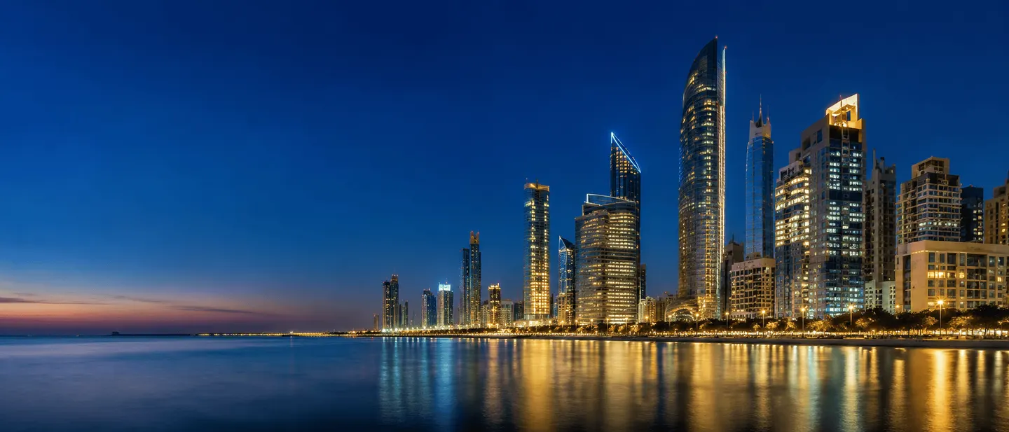 Abu Dhabi skyline at night